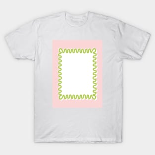 Wavy Lines - White Pink Green T-Shirt